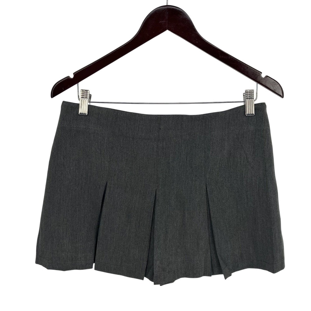 Gray Pleated Skort Mini Skirt with Built-in Shorts M Preppy School Academia